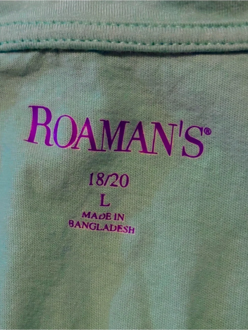 Roaman's Bright Green V-Neck Dolnan Sleeve Pocket Tee Large 18/20